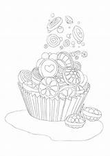 Cupcakes Coloring Icolor Plat Books Bonbons Mandalas Avec Des Candy Pages Ausmalbilder Diy Auswählen Pinnwand Gemerkt Von sketch template