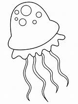 Kwal Jellyfish Schattige Leukekleurplaten Vissen Makkelijk Coloringpage Fishes Kleur sketch template