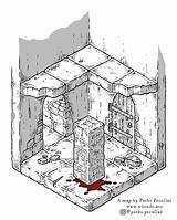 Dungeon Isometric Monolith Infernal sketch template