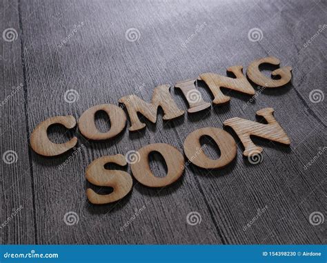 coming  words typography concept stock photo image  advertise information