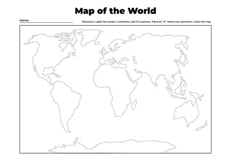 printable world map worksheet web  world map worksheets