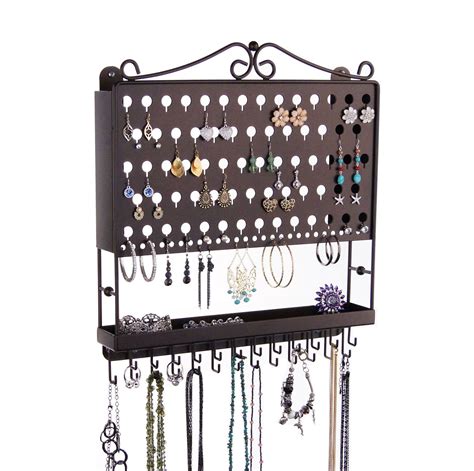 angelynns stud dangle earring holder wall mount hanging necklace rack jewelry organizer