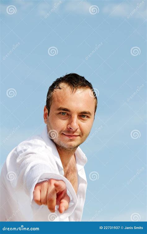 man pointing stock image image  beard portrait index