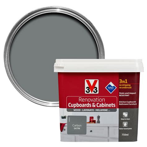 renovation carbon satin kitchen cupboard cabinet paint  ml