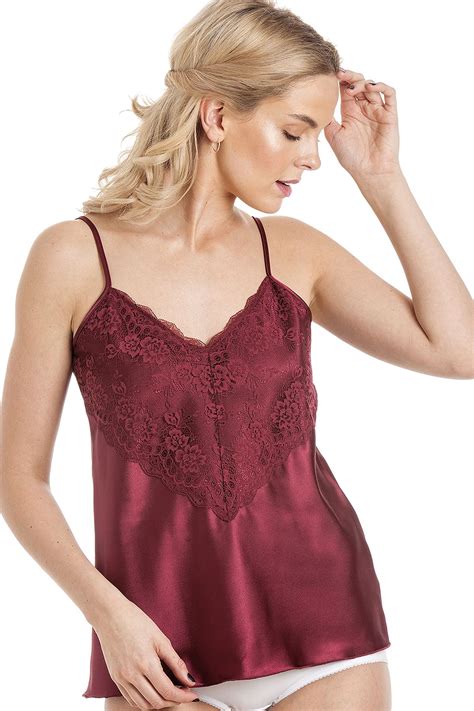 satin lingerie pyjamas luxury lace camisole cami and french knickers pjs