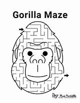 Mazes Maze Gorilla Museprintables sketch template