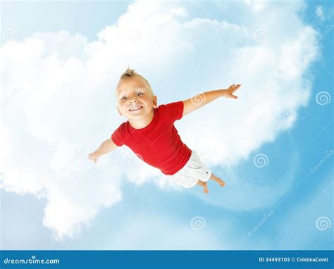 boy flying    sky stock image image  happiness child