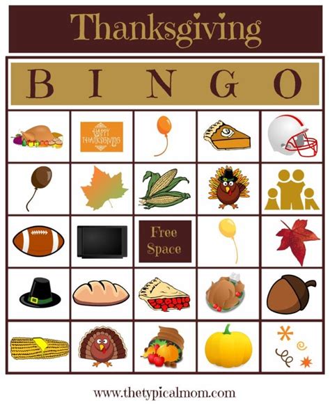 thanksgiving bingo printable game cards   holidays