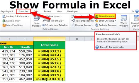 how to show formulas in excel using shortcut key examples