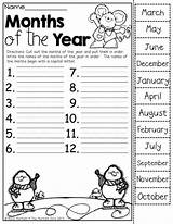 Months Year Kindergarten Cut Worksheets Activities Order Calendar Put Grade Kids Them Write Preschool Activity English Winter Learning School First sketch template