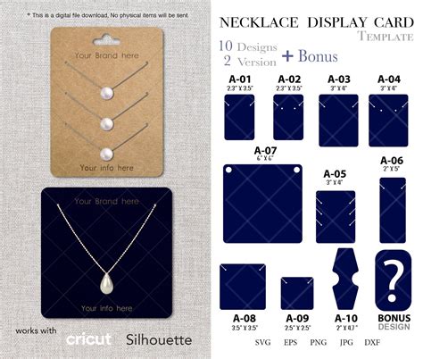 printable necklace display card template printable word searches