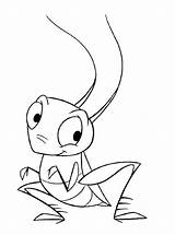 Coloring Mulan Grasshopper Grilo Insect Cri Kee Kidsworksheetfun sketch template