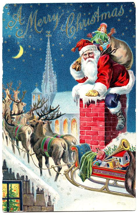vintage graphic gorgeous santa  reindeer  graphics fairy