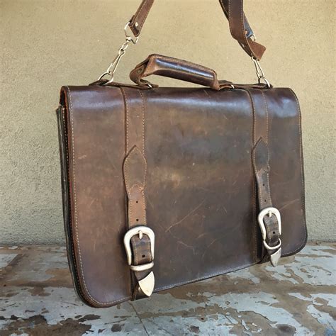 vintage brown leather messenger bag  men shoulder bag distressed