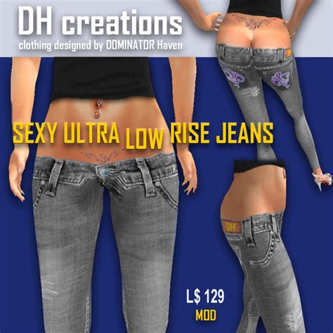 Second Life Marketplace Dh Ultra Low Rise Jeans Black Washed
