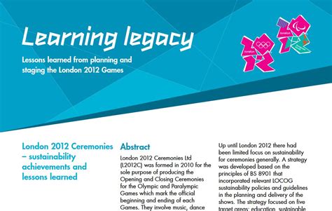 london  ceremonies sustainability achievements  lessons learned major projects