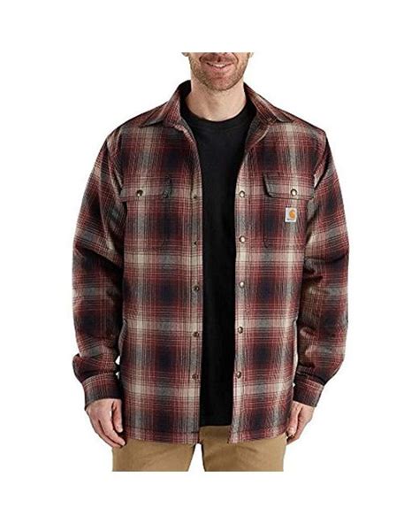 lyst carhartt big and tall hubbard flannel plaid sherpa lined shirt jac