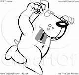 Attacking Dog Cartoon Clipart Outlined Coloring Vector Thoman Cory Royalty sketch template