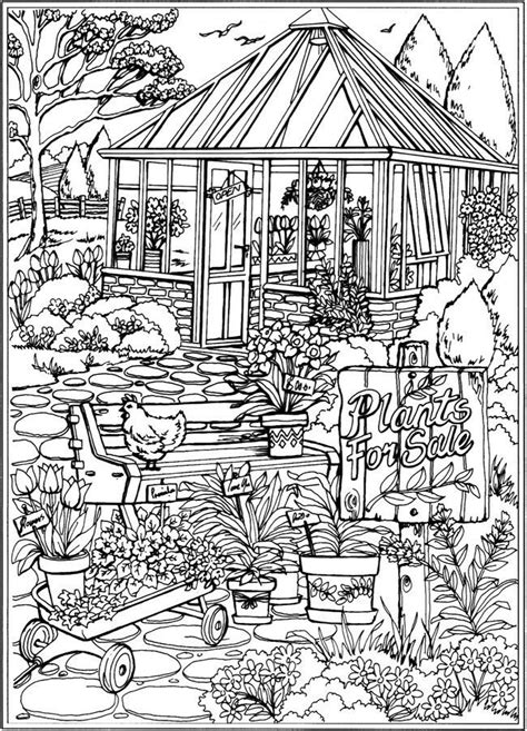 plants  sale flower garden  greenhouse scene coloring pages