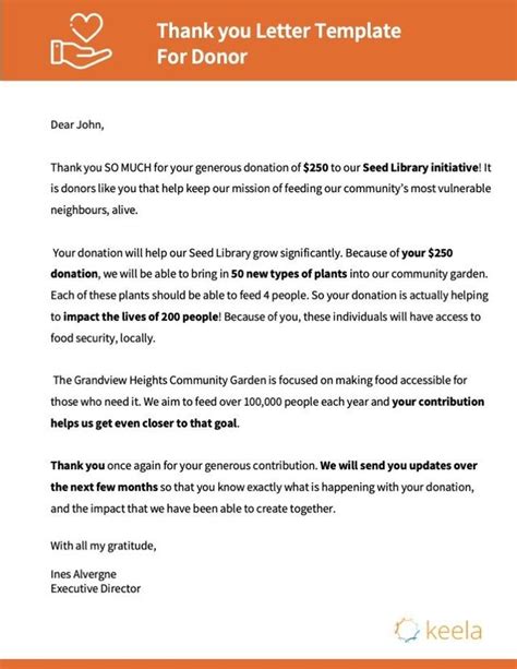 nonprofit     donation letter template  template
