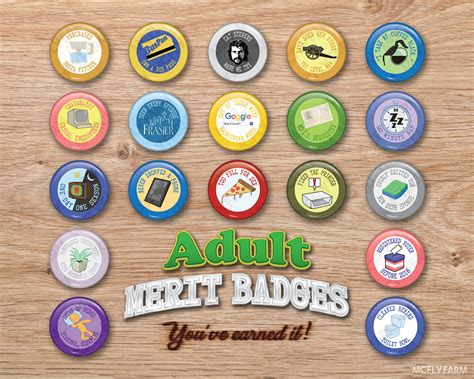 adult merit badges  piece set etsy