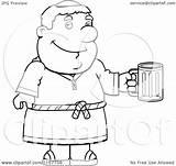 Beer Mug Cartoon Friar Holding Man Clipart Cory Thoman Outlined Coloring Vector Royalty sketch template