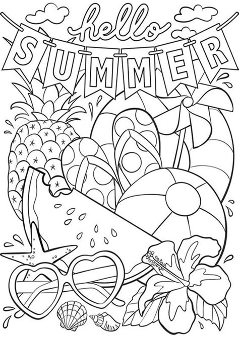 summer coloring pages  adults information coloringfile