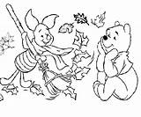 Coloring Fall Pages Kids Disney Pooh Piglet Preschoolers Benefit Season Print sketch template