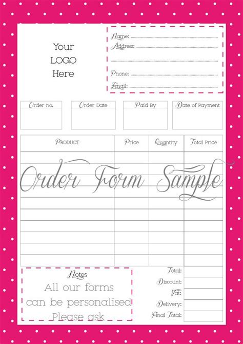 business order forms custom order forms printable  file