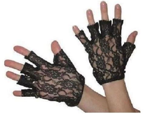 80 s black lace fingerless gloves madonna ladies lady 1980 s fancy