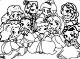 Coloring Pages Disney Baby Princess Characters Kids Cartoons sketch template