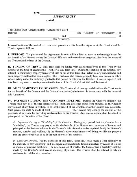 revocable living trust form  printable legal forms