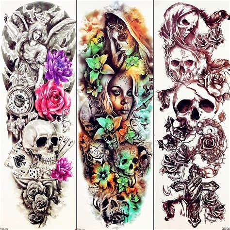 3d demon sexy skull long temporary tattoo sticker summer witch mask