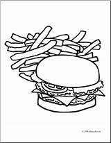 Fries Hamburger Getcolorings sketch template