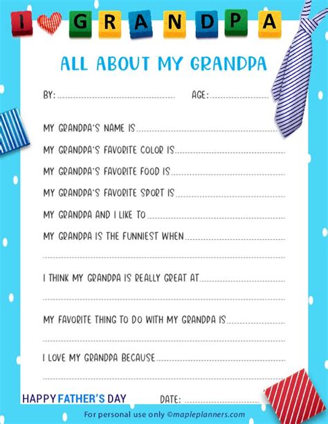 grandpa printable  fathers day