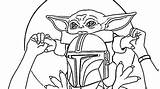 Yoda Mandalorian Mando Ecoloringpage Mandolorian Grogu Raskrasil Mandaloriano Coloringonly sketch template