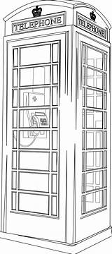 Telephone Box Booth Drawing Londres Coloriage Line Cabine Téléphonique London Anglaise Outline Drawings Coloring Dessin Phone Telephonique Colorier English Pages sketch template