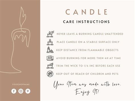 candle care card template canva printable candle care instructions