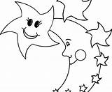 Moon Stars Coloring Pages Crescent Sun Colouring Color Getcolorings Printable Print sketch template