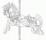 Coloring Carousel Horses Brighten Carosel sketch template