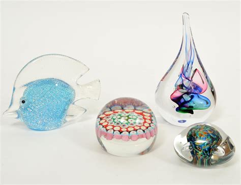 Lot Collection Of 4 Art Glass Paperweights