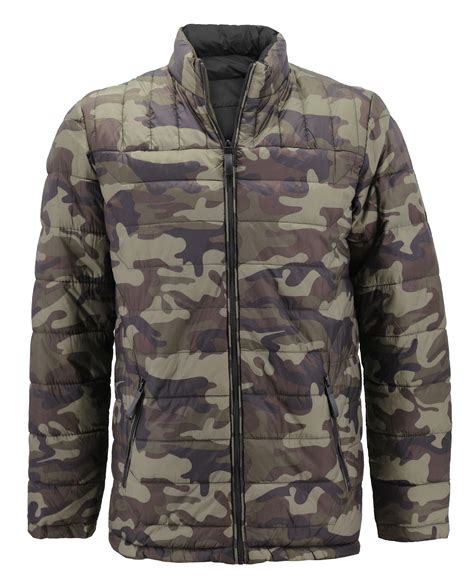 vkwear mens reversible camo lightweight insulated quilted packable puffer zipper jacket