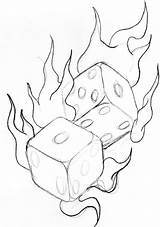 Dice Flaming Courageous sketch template
