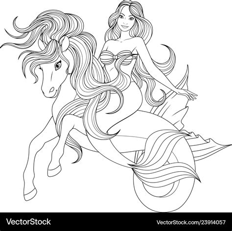 beautiful mermaid  horse royalty  vector image