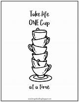 Cups Tea Printable Drawing Stacking Coloring Getdrawings Draw sketch template