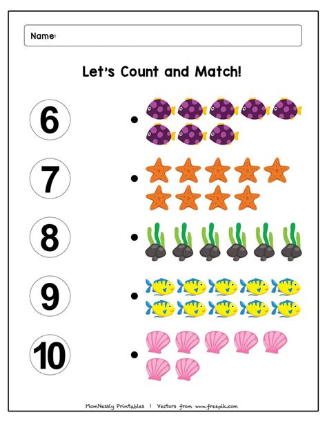 number matching counting  number writing worksheets matching
