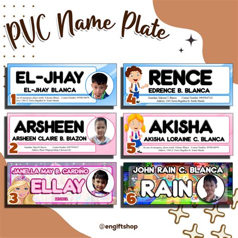 pvc laminated customized  platename tag  kids shopee philippines