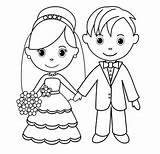 Groom Bride Coloring Drawing Line Charming Ages Easy Romantic Coloringpagesfortoddlers sketch template