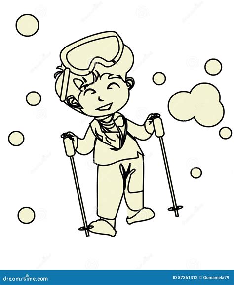 cute smiling boy coloring page stock illustration illustration