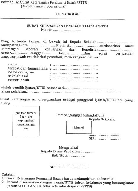 contoh format surat keterangan pengganti ijasah  sttb